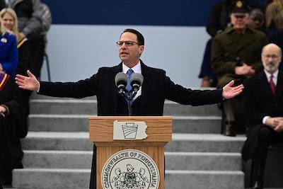 Josh Shapiro speaking at his swearing in as Governor of Pennsylvania. (Mark Makela/Getty Images)