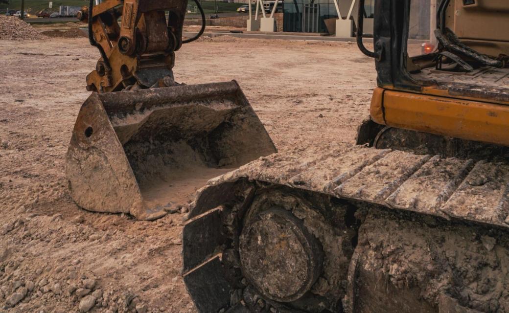 A close-up of an excavator.