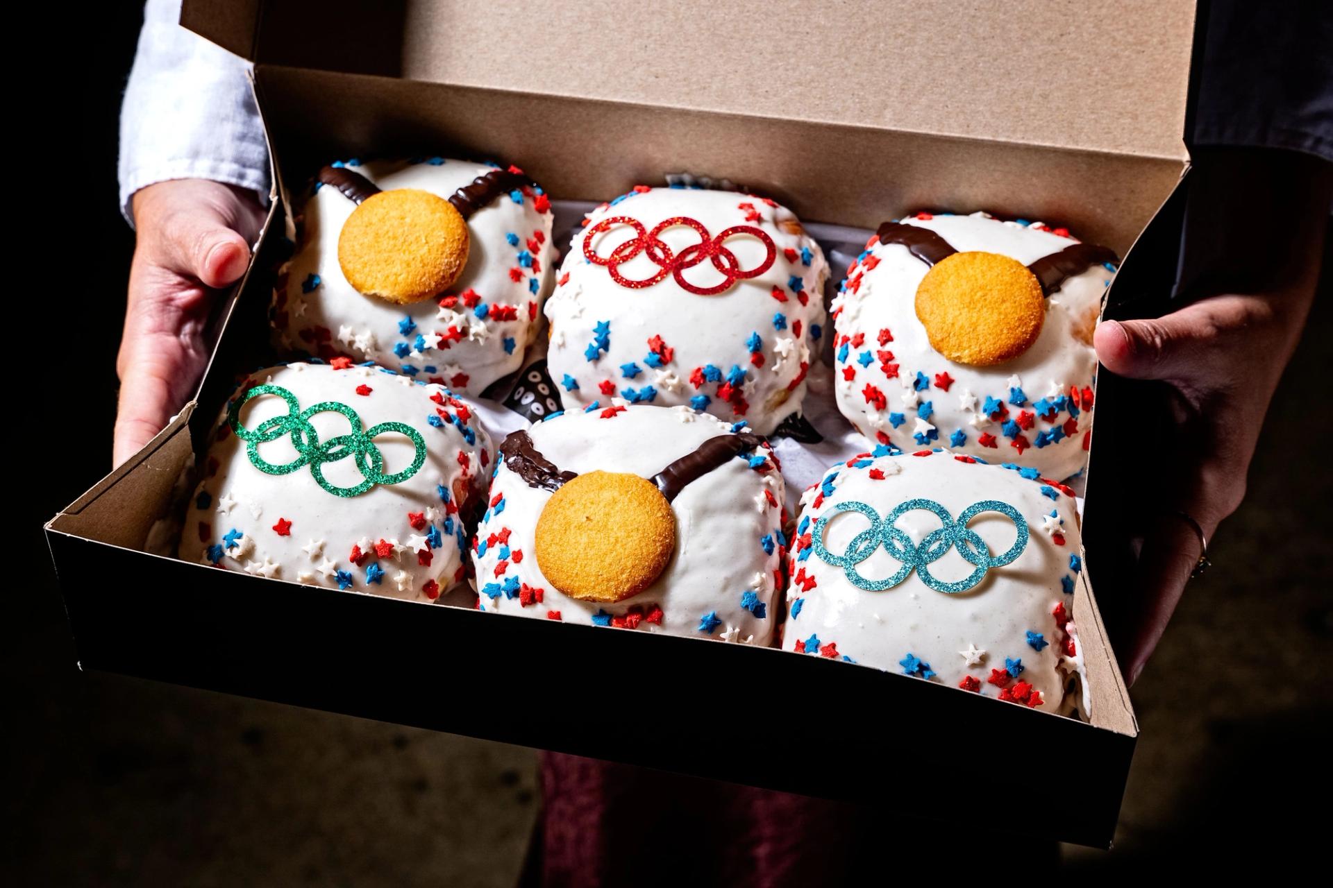 Astro Doughnuts Olympics-themed donuts. (Courtesy of Scott Suchman)