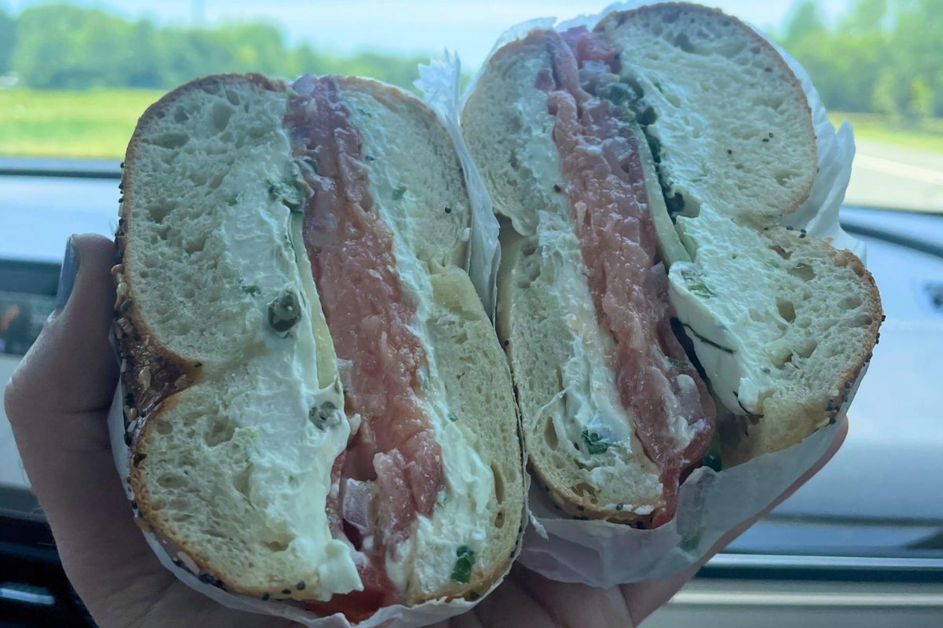 Mr. Aaron's Goods bagel and lox.