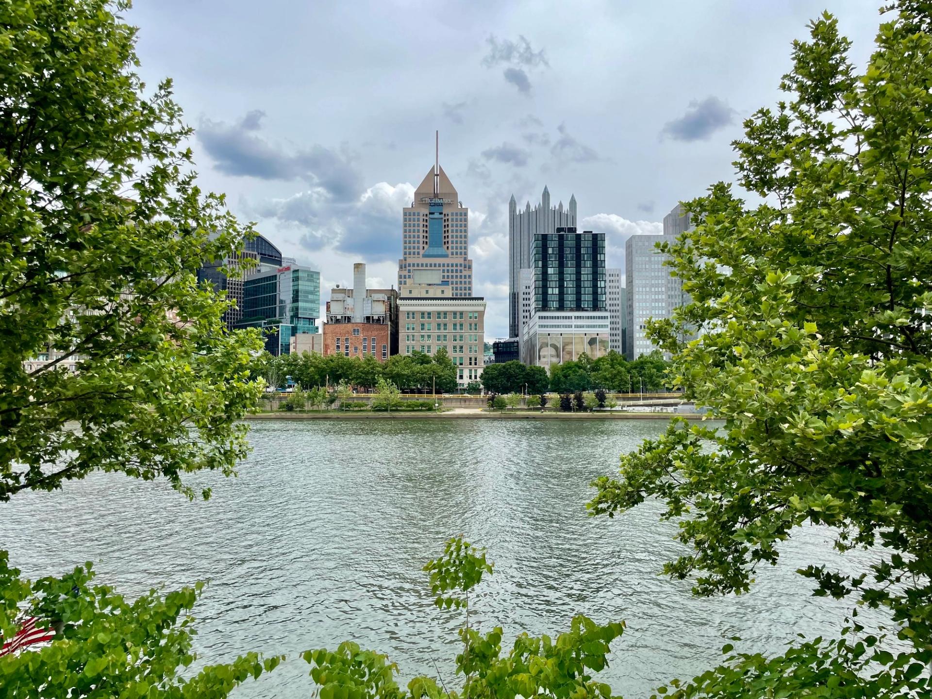 downtown pittsburgh in front of the allegheny river