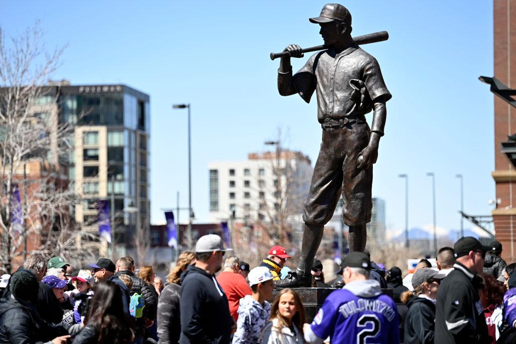 Fans outside Coors Field, the crown jewel of the Ballpark District.