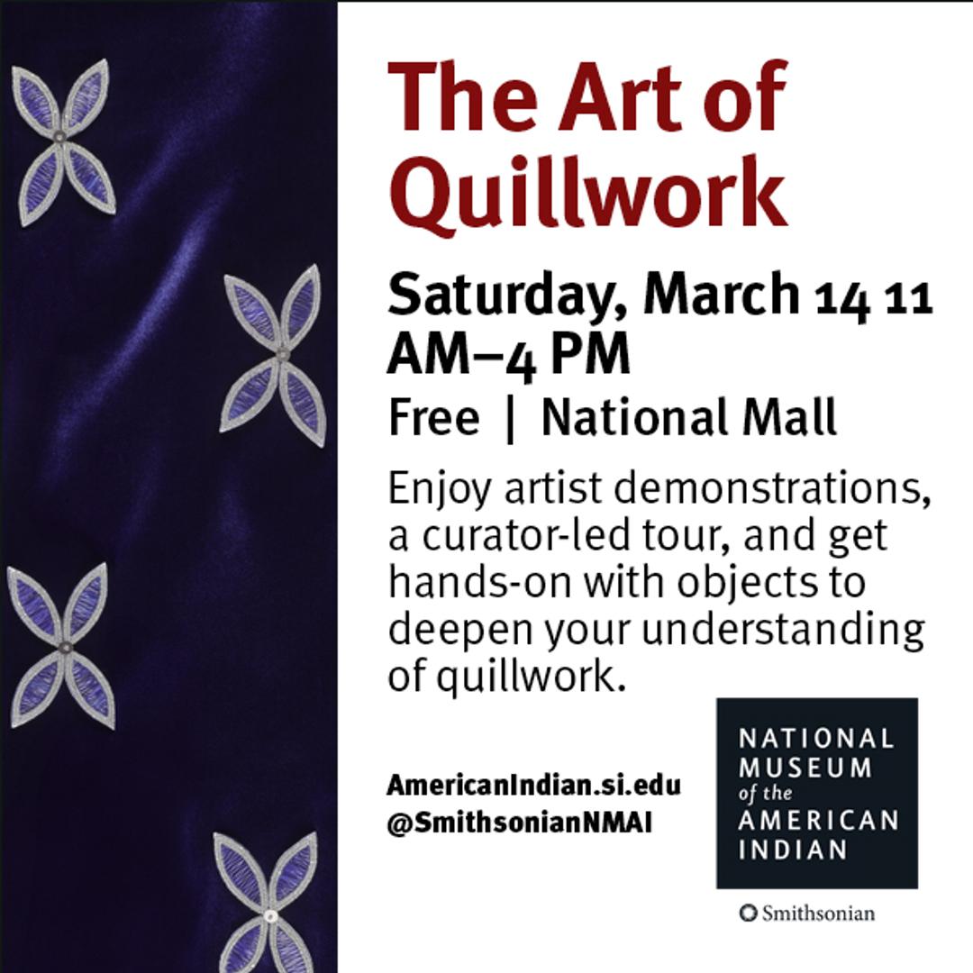 Display ad for The Art of Quilwork; Saturday March 14 11 AM - 4 PM