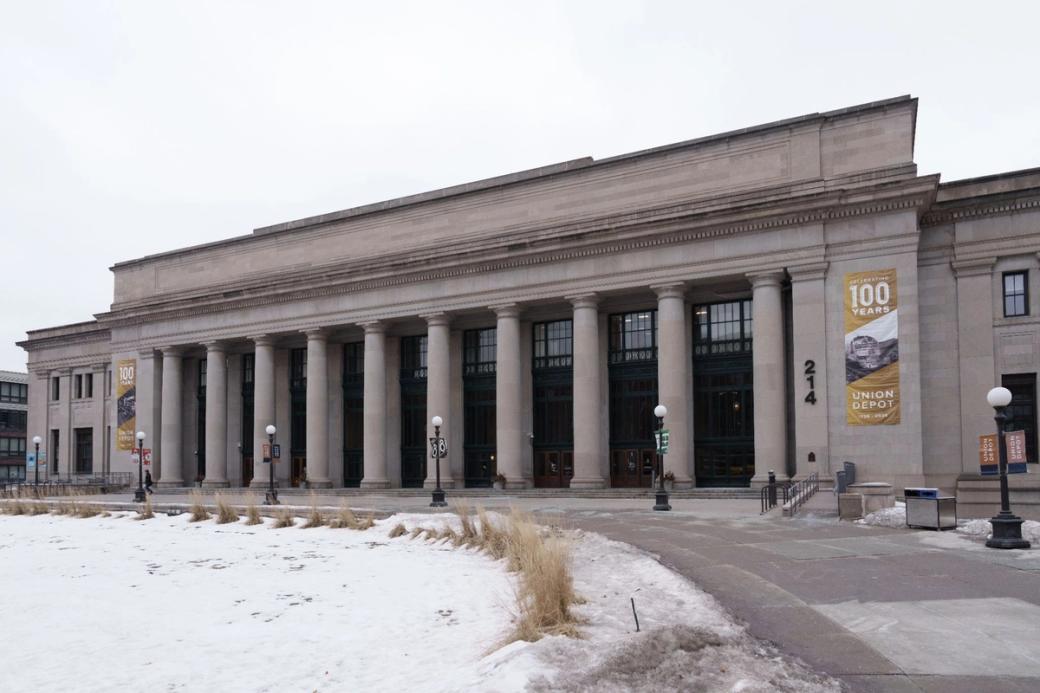 Large classical style building with columns on the front