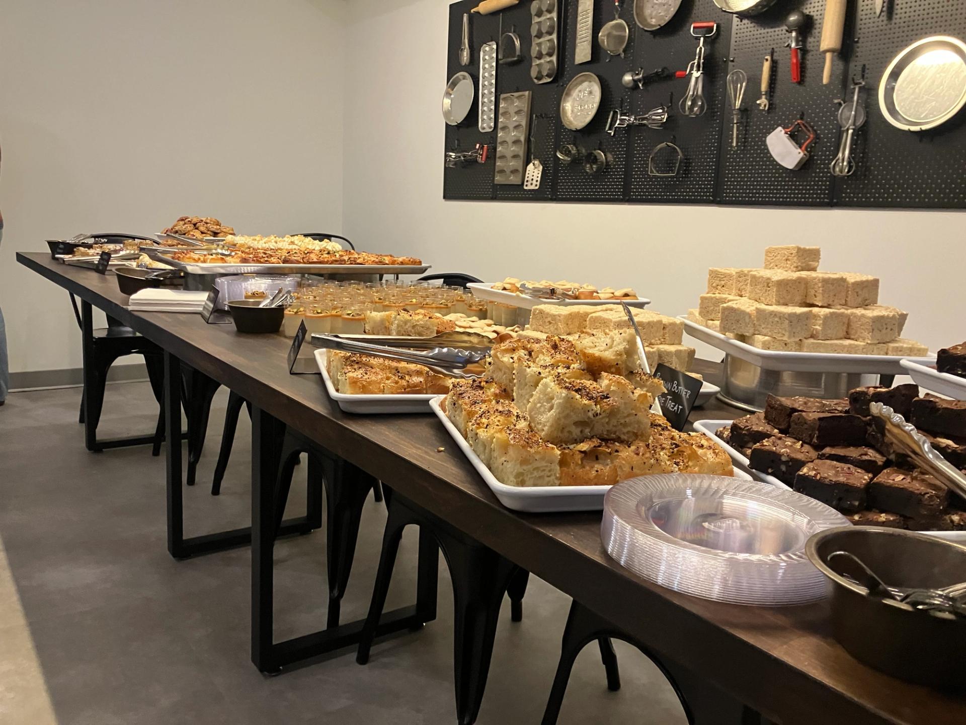 A table full of baked goods.
