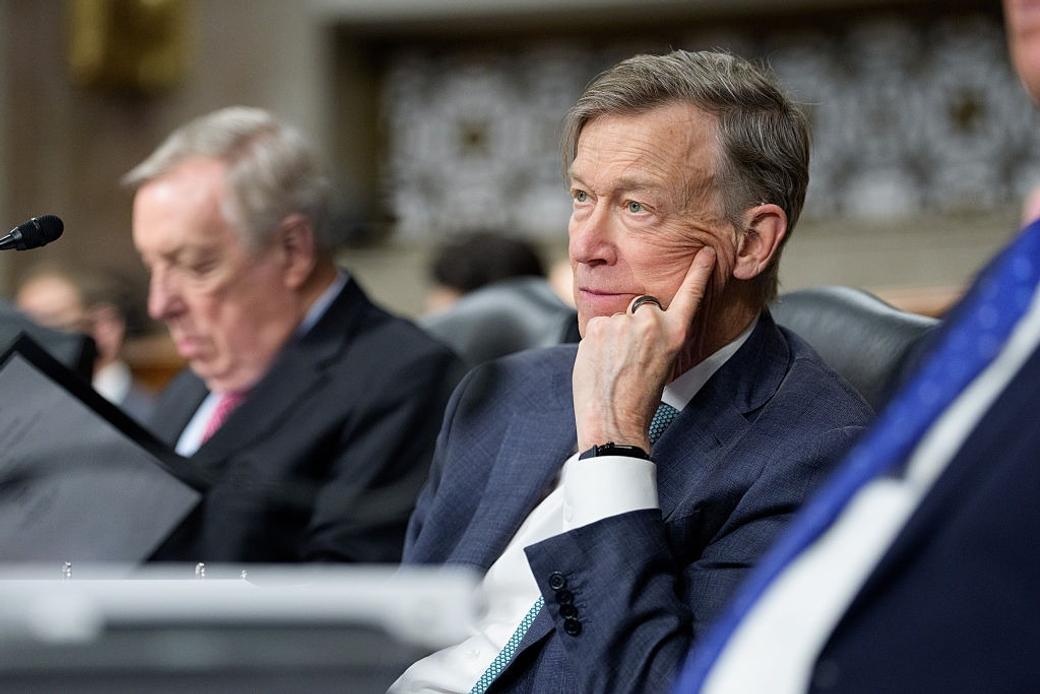 Sen. John Hickenlooper (D-CO) listens to testimony during a public forum at the Dirksen Senate Office Building on Capitol Hill on February 03, 2026 in Washington, DC.