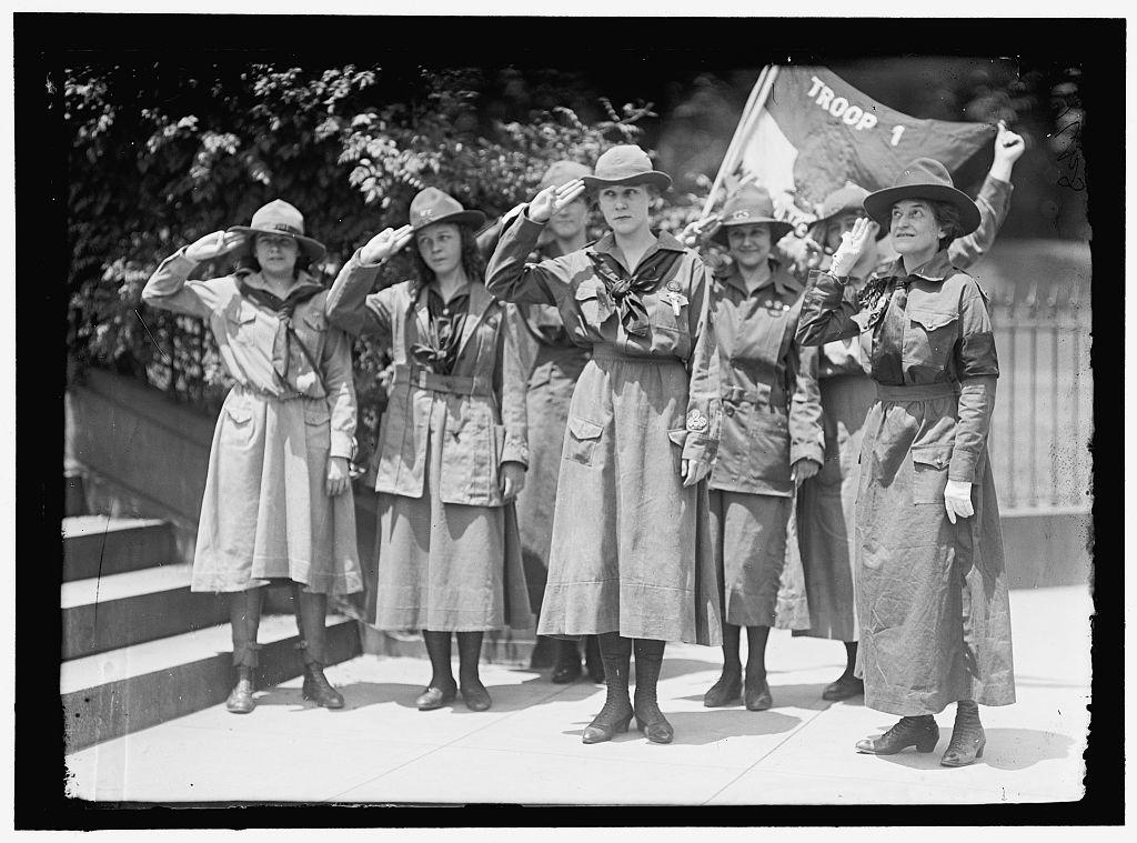 Girl Scouts, Troop #1, 1917. Founder Mrs. Juliette Low (Right) (Library of Congress/Harris & Ewing)