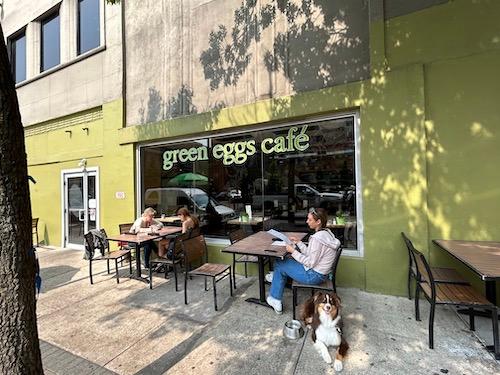 Green Eggs Cafe has a cute outdoor eating section in Midtown Village. (Brittany Valentine/City Cast Philly)