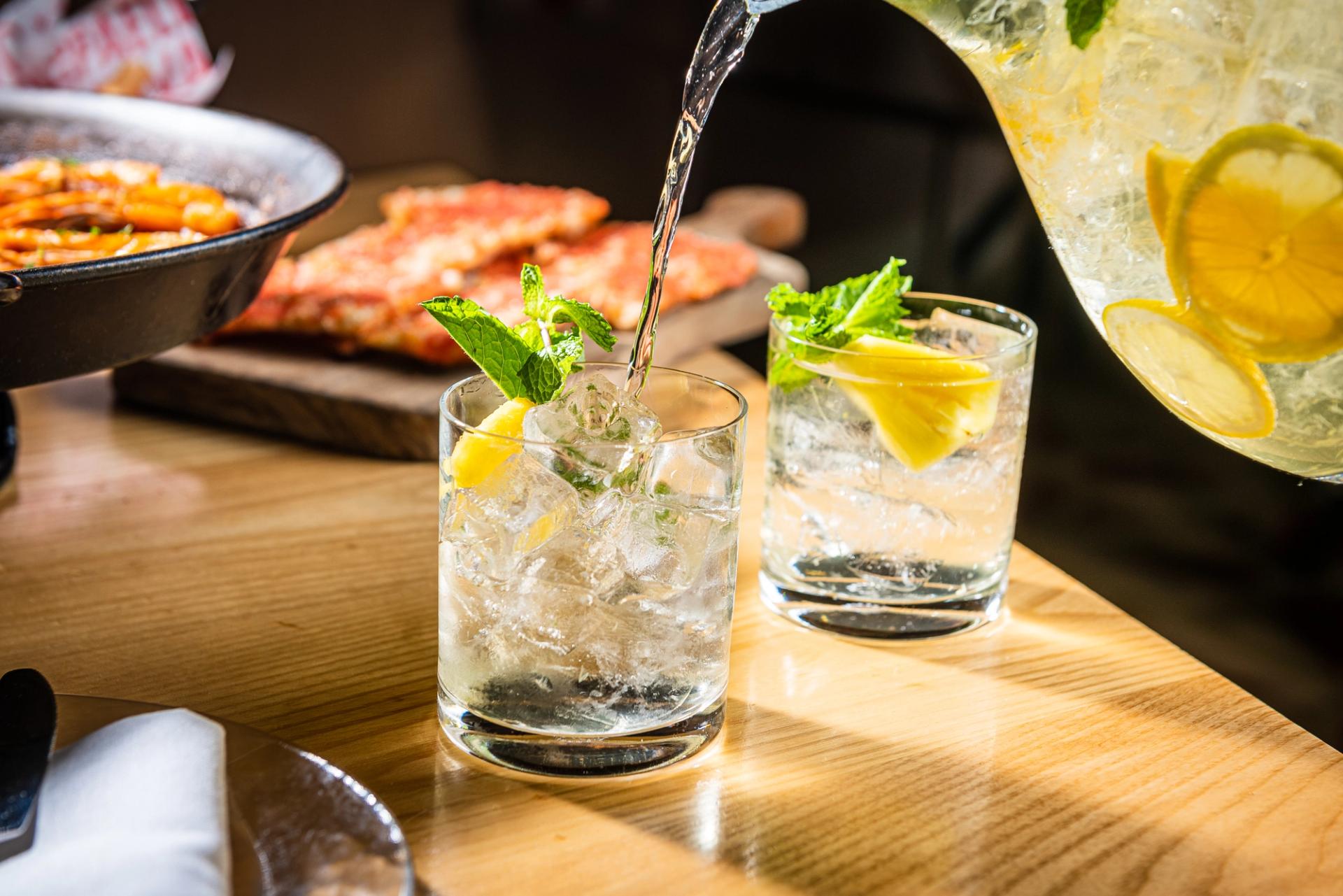 A glass of white sangria at Jaleo.