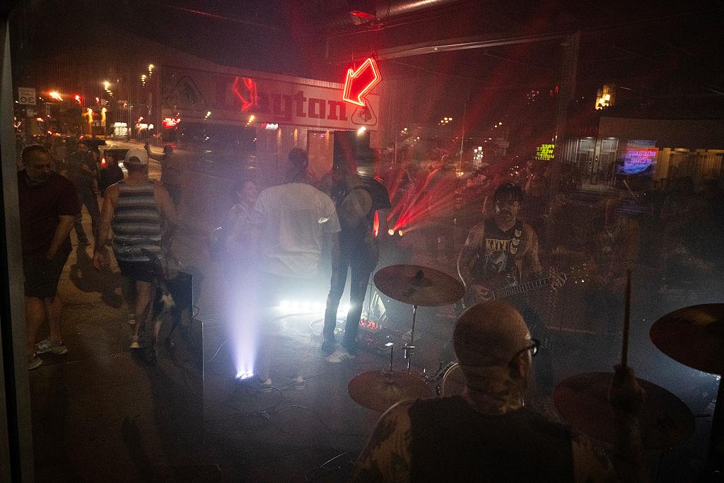 Local musicians play for a crowd at Blucifer’s First Rodeo in July 2026.