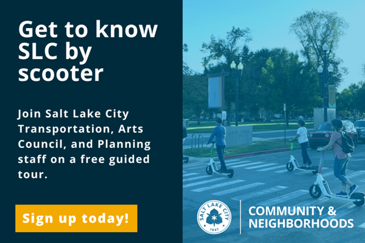 Display ad for Salt Lake City Government: Get to know SLC by scooter. Sign up today. 