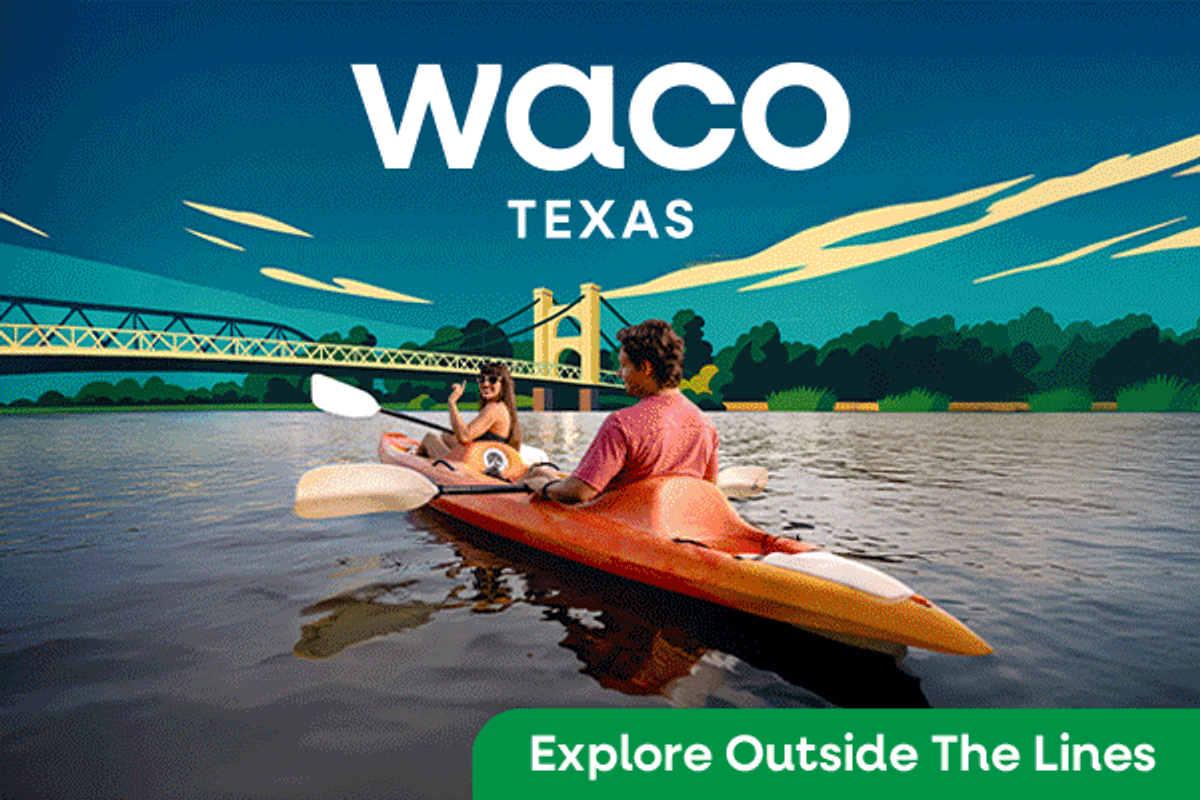 Display ad for Waco Texas; explore outside the lines