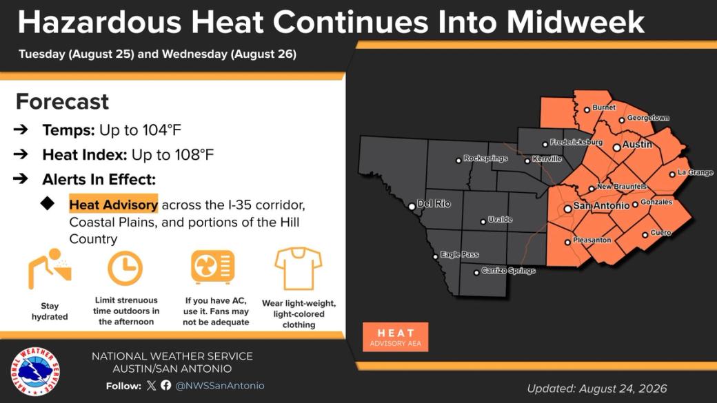 A National Weather Service graphic about hazardous heat conditions.