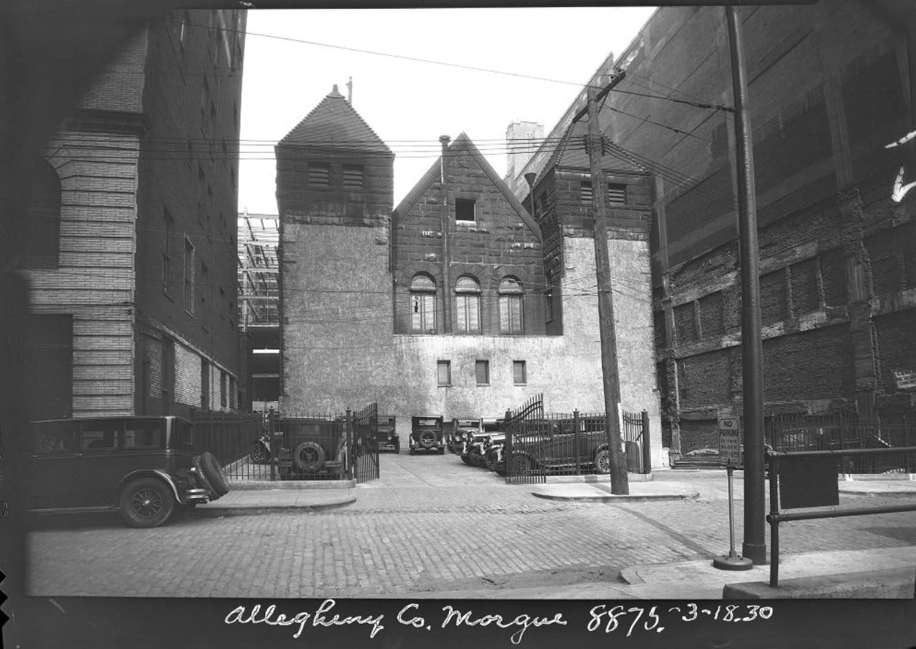 The Allegheny County Morgue on Fourth Avenue in Downtown, 1930. (Allegheny County Photography Department Photographs via Historic Pittsburgh)
