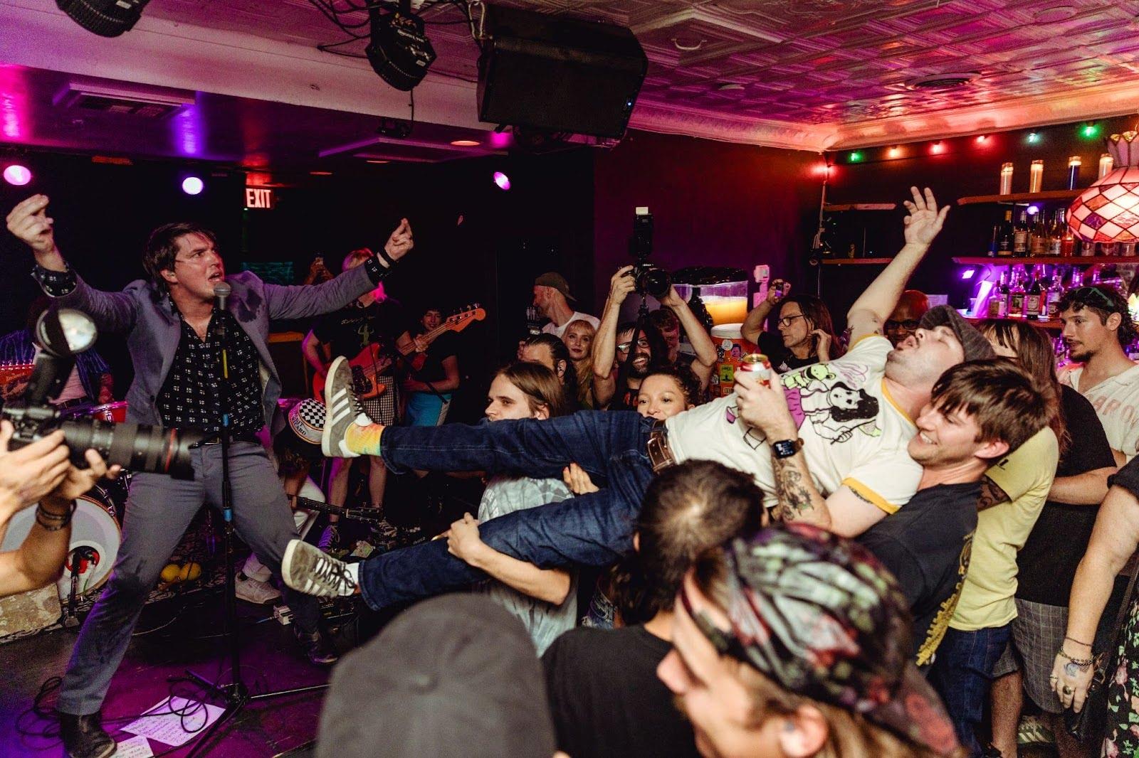 A crowd of party-goers at Hot Summer Nights in 2024 in Austin, Texas.
