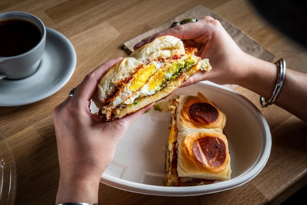 Breakfast sandwich at Unido. (Photo By Rey Lopez)