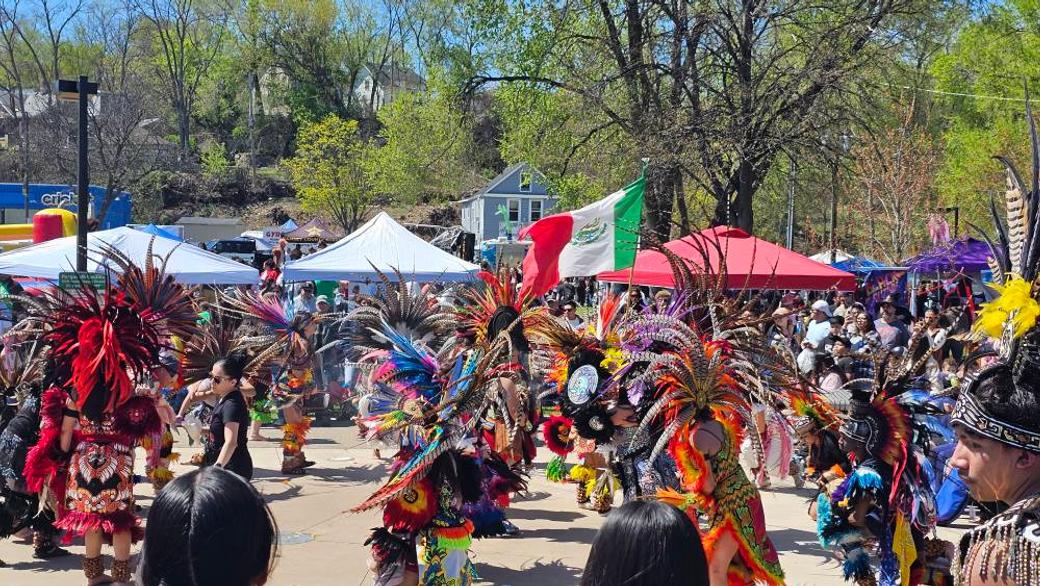Aztec Dancers at the Cinco de Mayo Parade. 