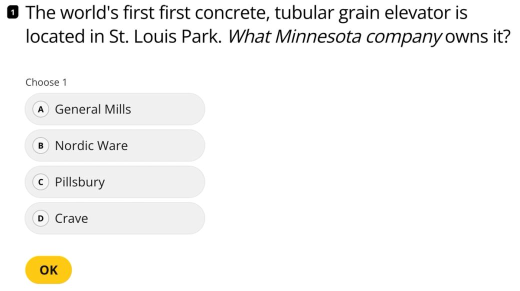 Screenshot of multiple choice question