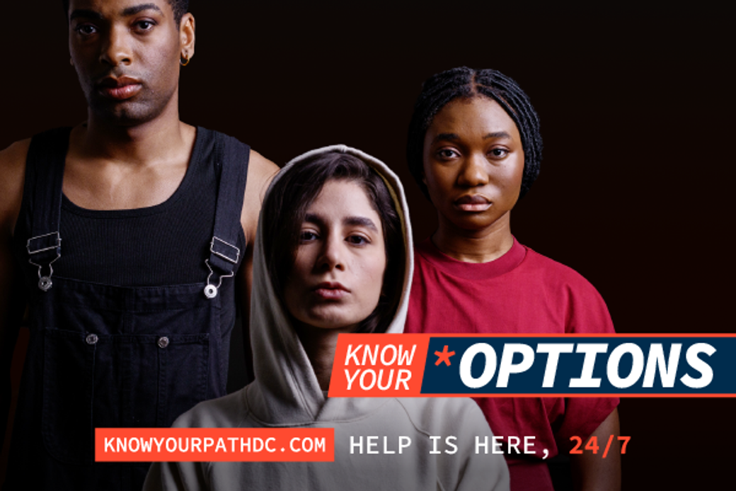 Display ad for know your options; knowyourpathdc.com