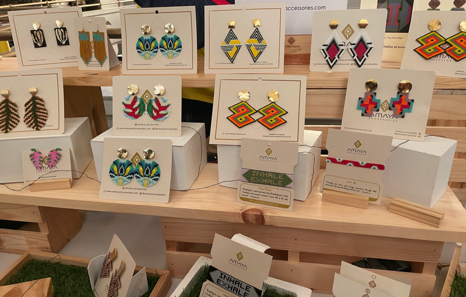 Beaded jewelry made by Amaya Accessories at The Line’s Holiday Market. (Kaela Cote-Stemmermann/City Cast DC)
