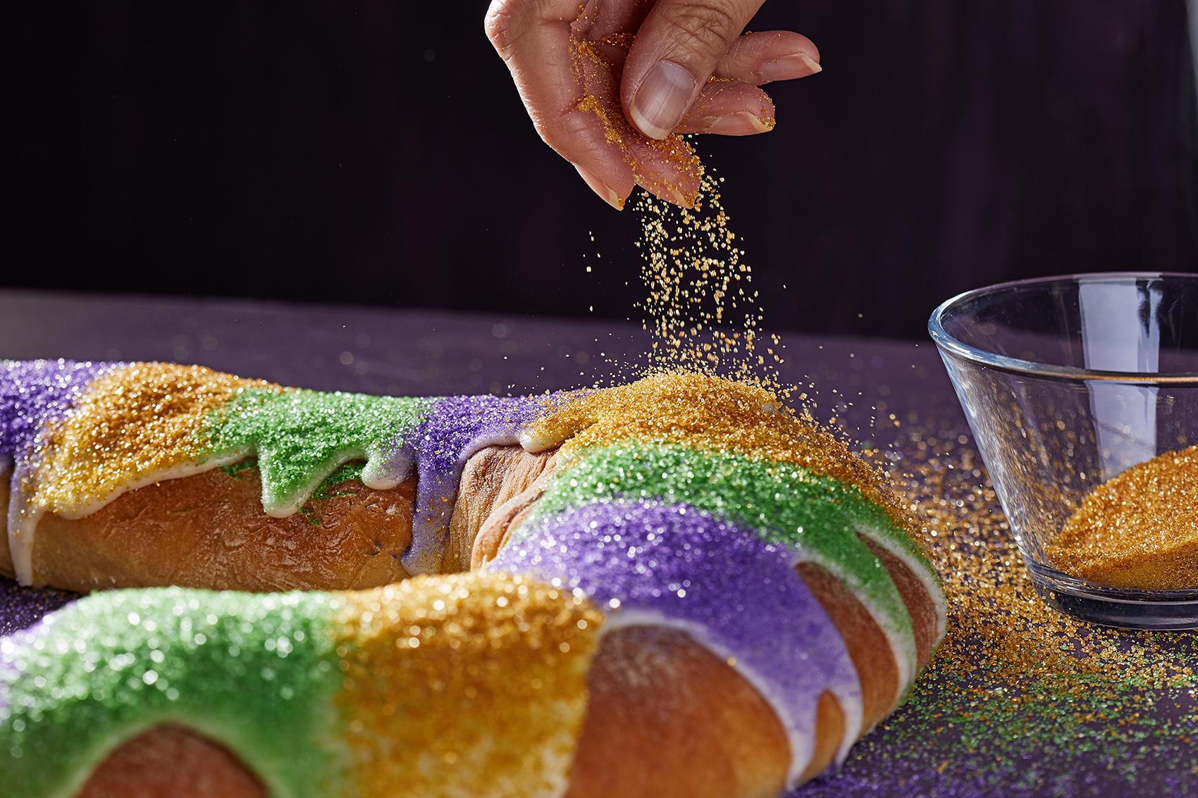 A king cake for Mardi Gras.