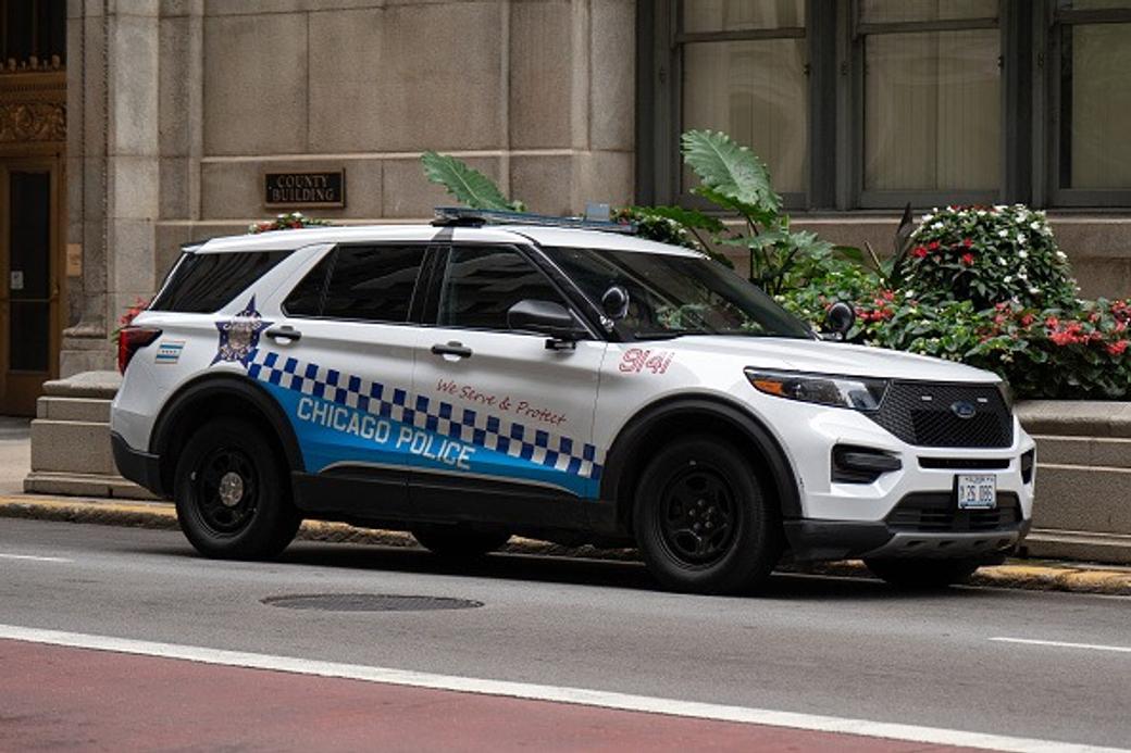 A parked Chicago police car