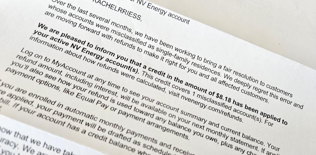 A letter from NV Energy.