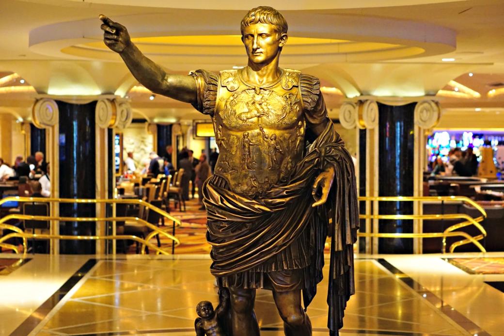 A gold statue of Caesar.