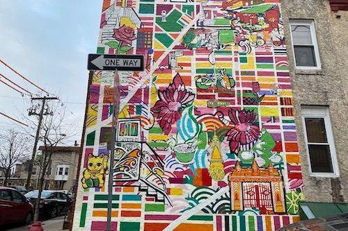 “Mapping Migration” by Shira Walinsky is on 10th and Dickinson Streets. (Brittany Valentine/City Cast Philly)