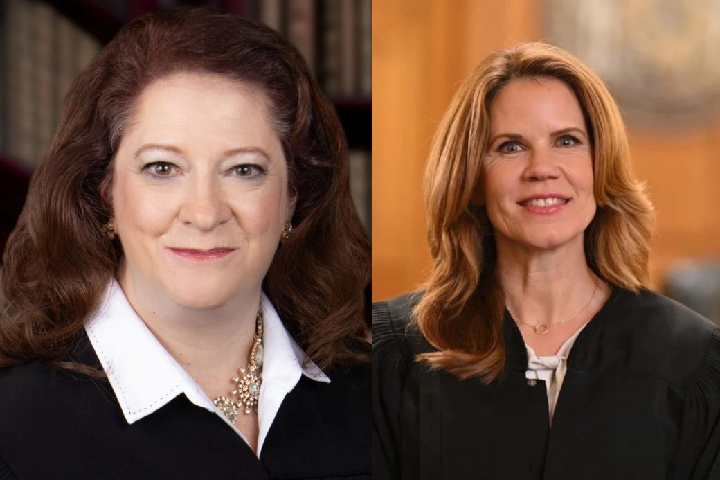 Two photos of women in black robes.