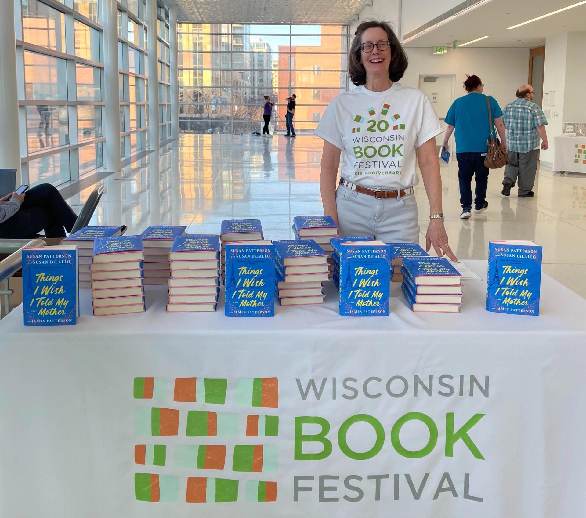 Wisconsin Book Festival book event table at the Madison Central Library taken on April 12, 2023.