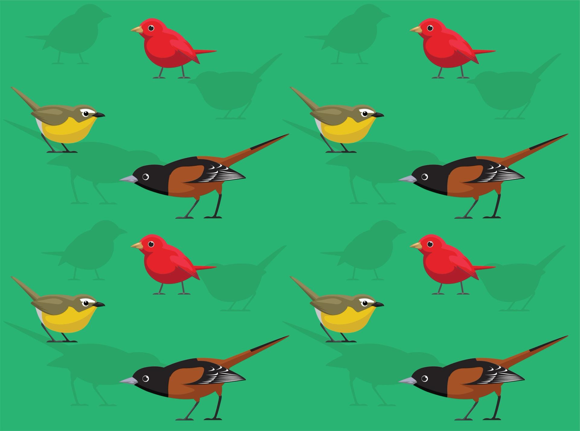 Graphic of birds in a yard