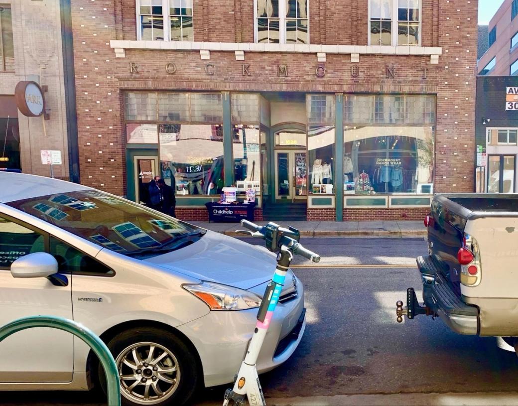 Cars parked outside of Rockmount Ranch Wear on April 3, 2026. 