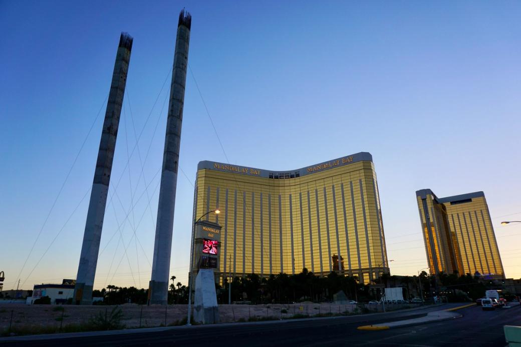 Two concrete pillars near Mandalay Bay. 