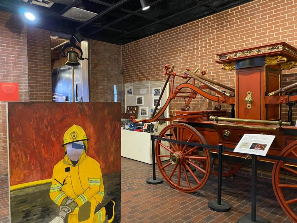Some artifacts and a photo op at the Fireman’s Hall Museum in Old City. (Asha Prihar/City Cast Philly)