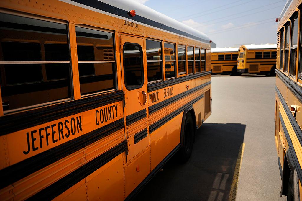 Jefferson County school buses lined up
