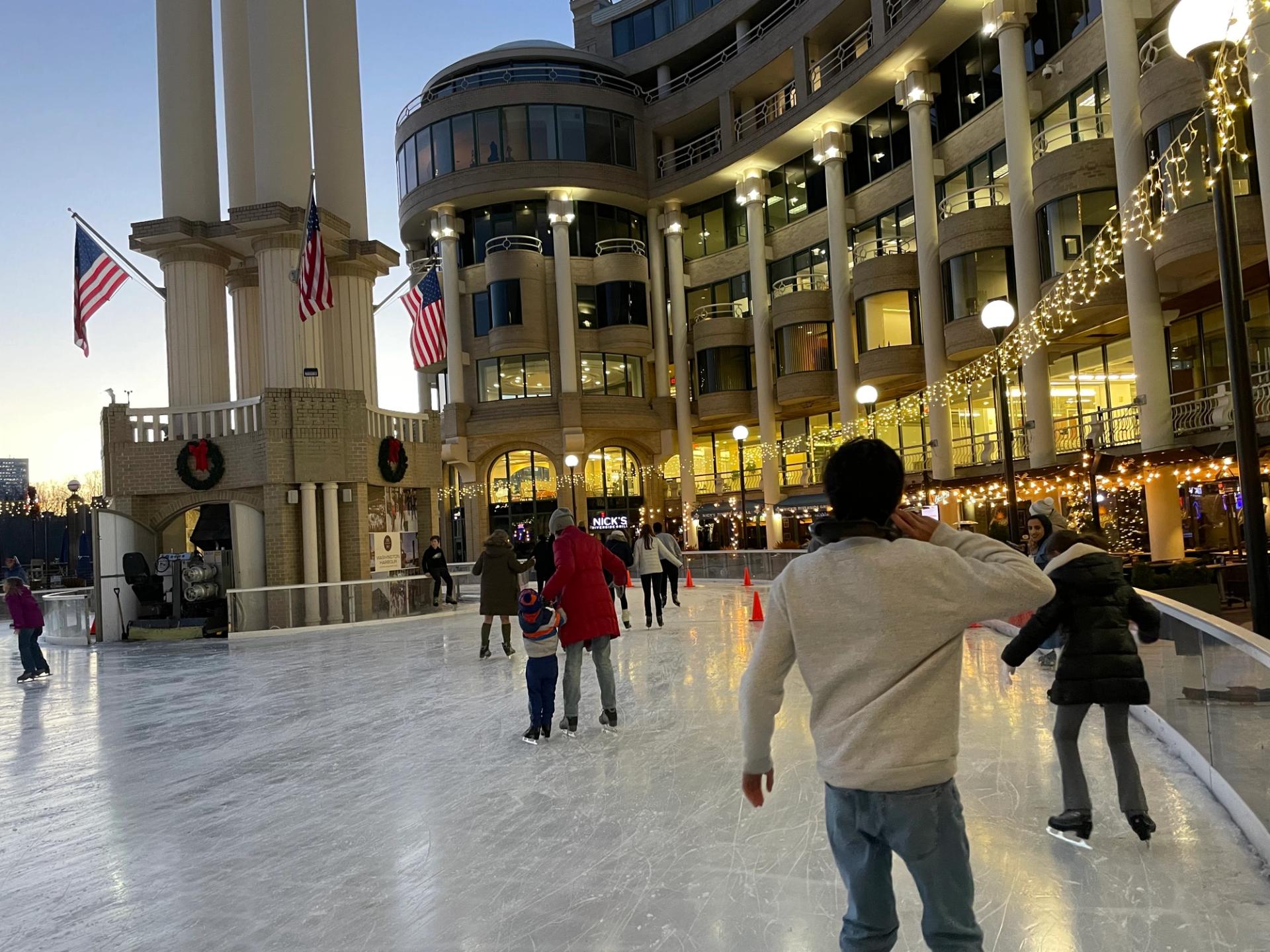 Ice skating on the Georgetown waterfront.