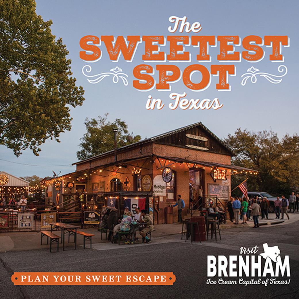 Display ad for Brenham Texas; The Sweetest Spot in Texas
