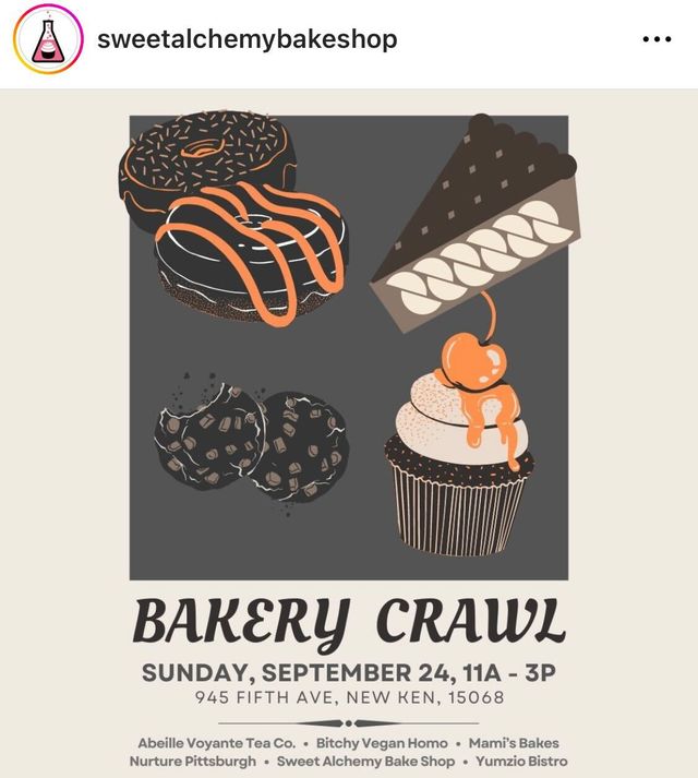 Vegan Bakery Crawl flier. (@sweetalchemybakeshop)