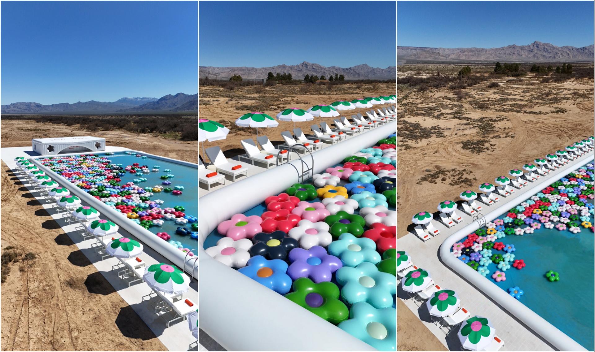 Public Pool inflatable art installation in Sandy Valley