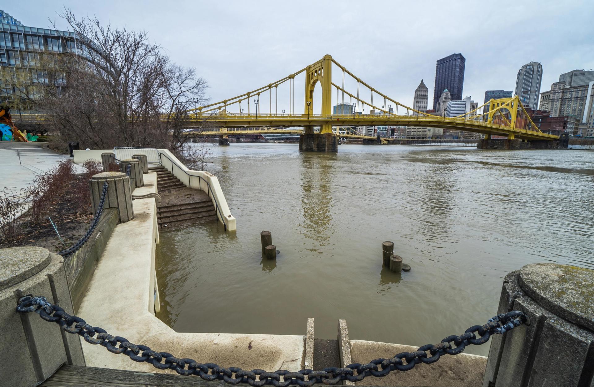 Flooding on Pittsburgh’s North Side. (Artem S. / Getty)