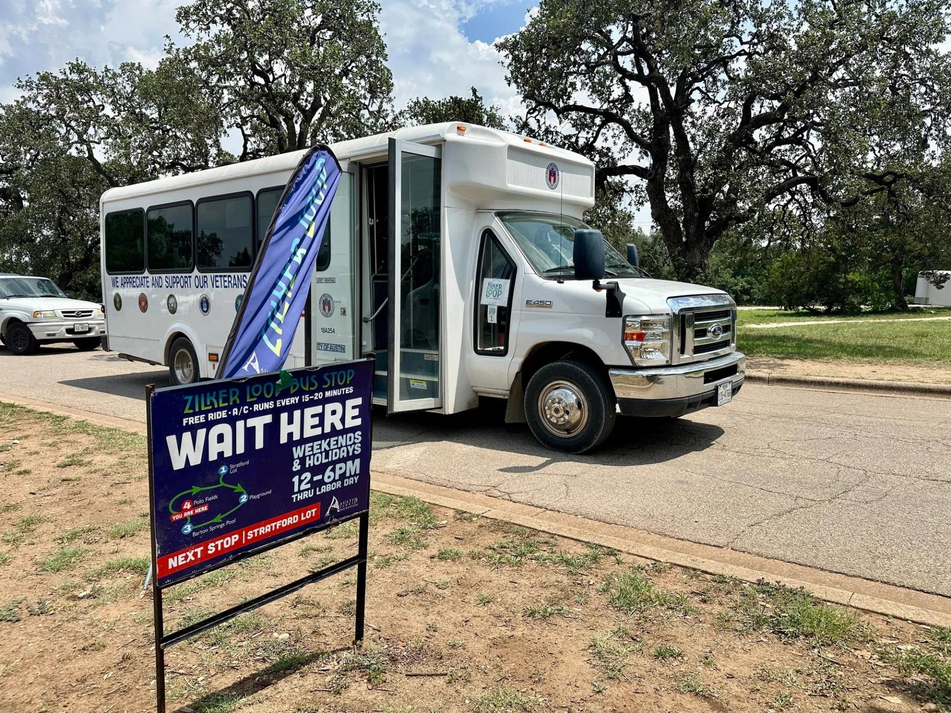 A white shuttle bus.