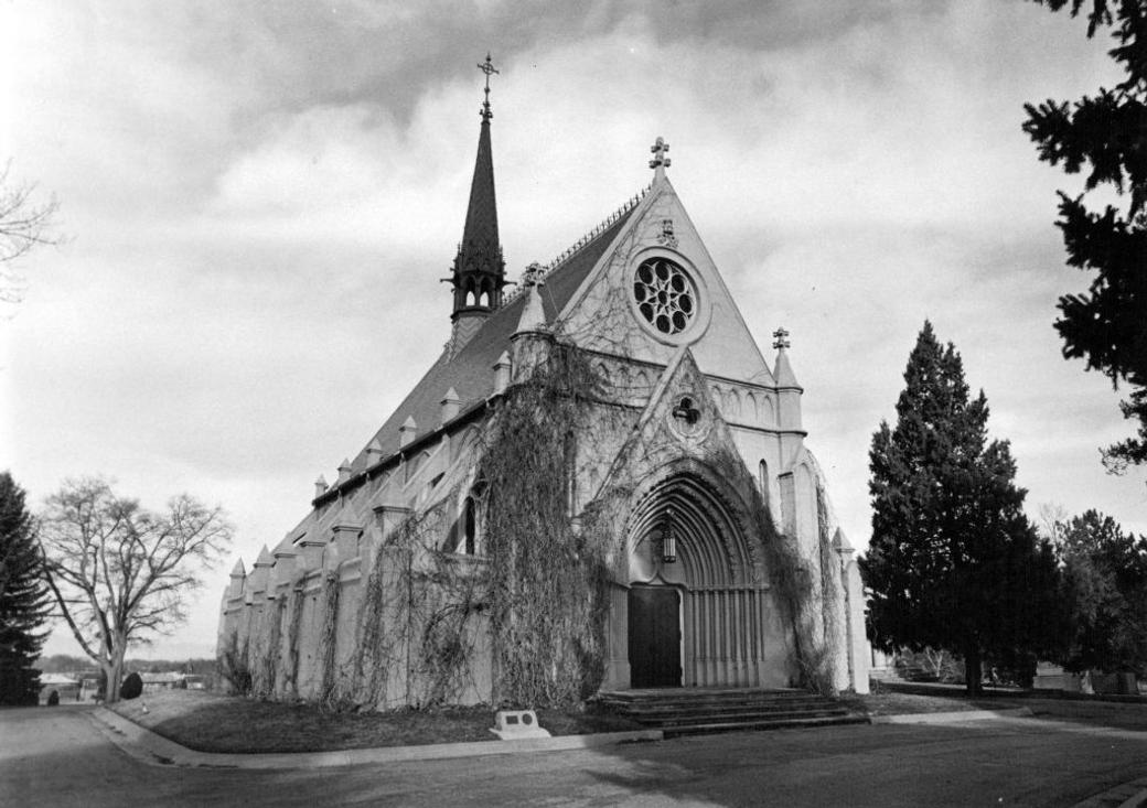 A historic Gothic-style chapel stands on the grounds of Denver’s Fairmount Cemetery.
