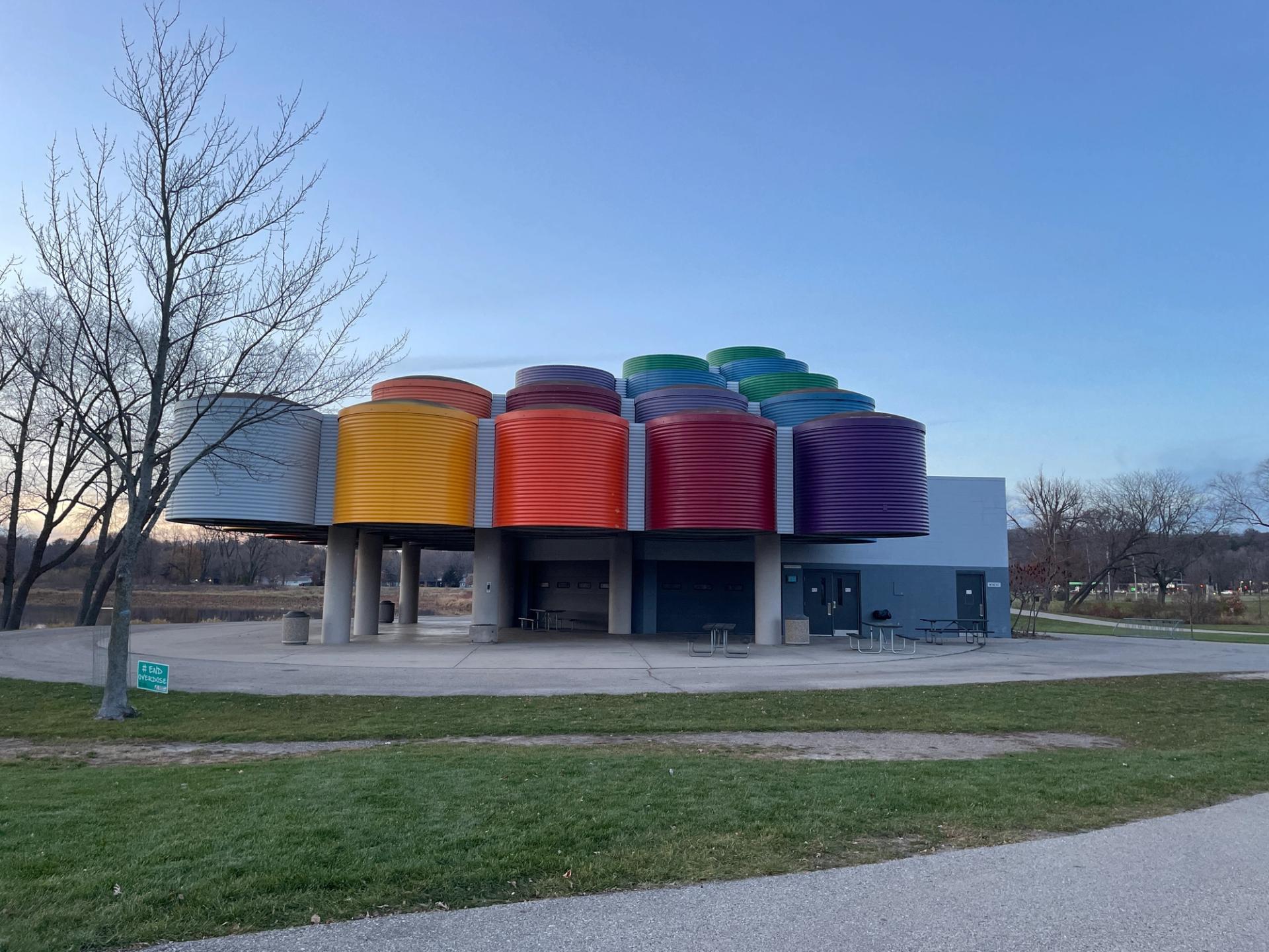A colorful structure at a park