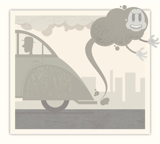 Illustration of car spewing smog
