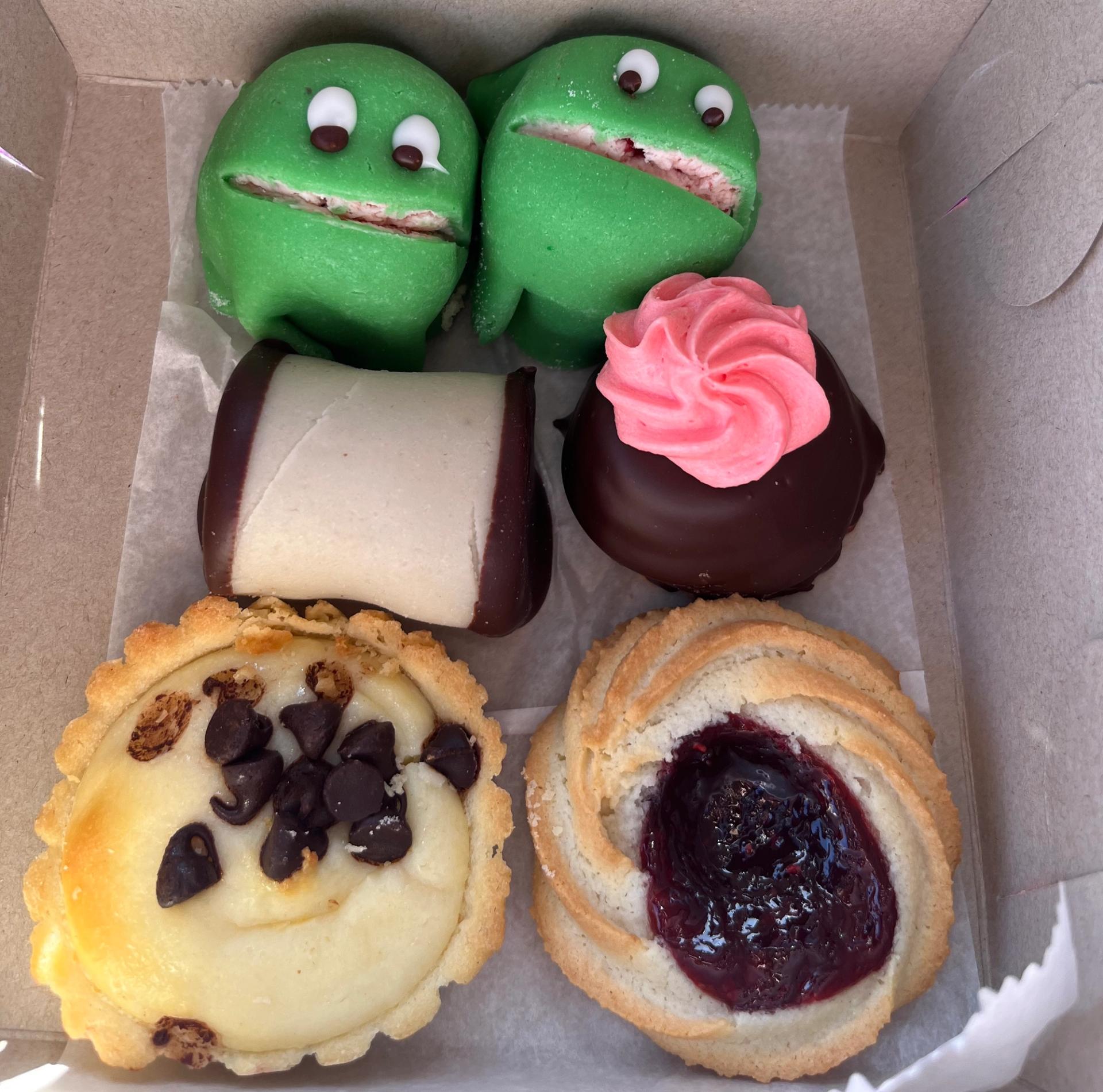 A variety of pastries and kajkage, a frog-shaped cake, from Taste of Denmark in Lakewood.