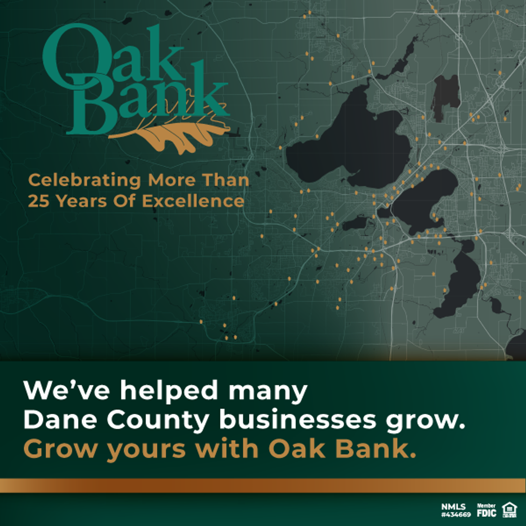 Display ad for Oak Bank; grow your business with Oak Bank