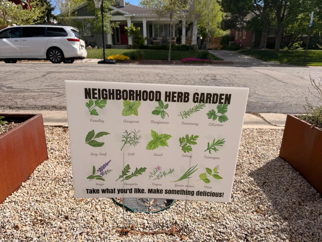 Neighborhood herb garden sign