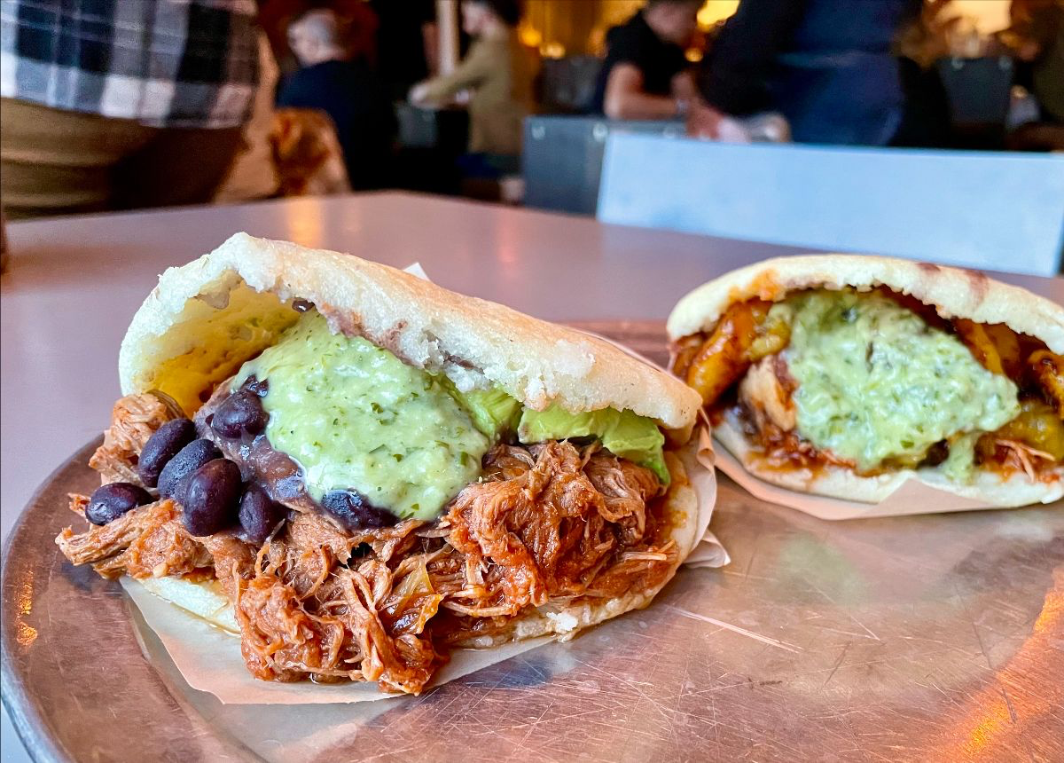 The Pabellon and Pollo Guisado arepas from Quiero Arepas. (Peyton Garcia / City Cast Denver)