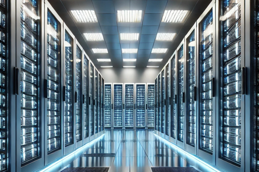 Rows and rows of computer servers. 